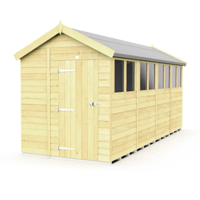 Flat Pack Sheds DIY Sheds 7 x 16 Apex Shed, Brown 7X16AFF
