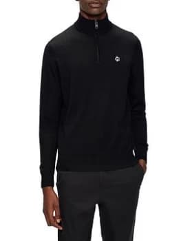 Ted Baker Knitted Quarter Jumper - Black, Size 2, Men