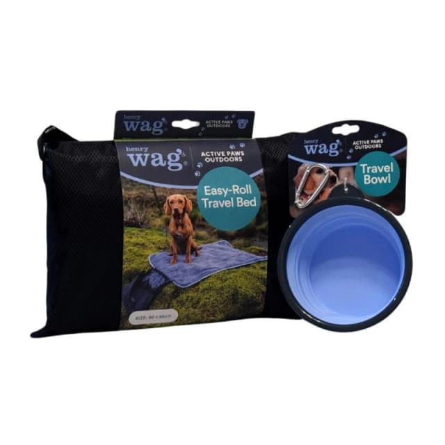 Henry Wag Easy Roll Travel Bed & Travel Bowl 750ml Black unisex One Size
