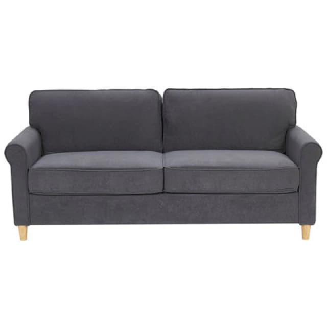Beliani Sofa 3 Seater Ronneby Velvet Dark Grey