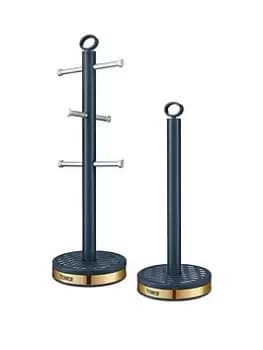 Tower Empire 6 cup Mug Tree And Towel Pole Set - Blue