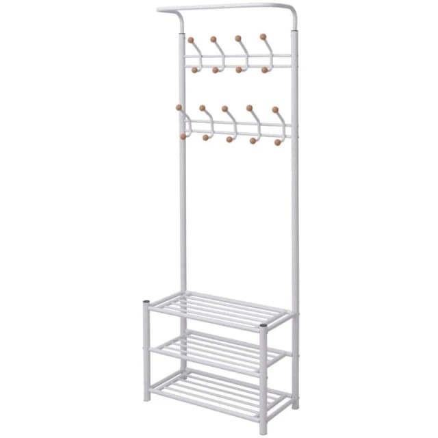 VIDAXL Clothes Rack with Shoe Storage 68x32x182.5cm White Vidaxl 243727