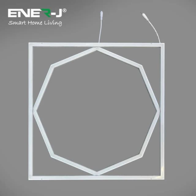 Ener-j 60X60Cm LED Frame Panel Light With Hexagon Inner Lights - 40W, Cool White (6500K)(pack Of 4), White E818-4