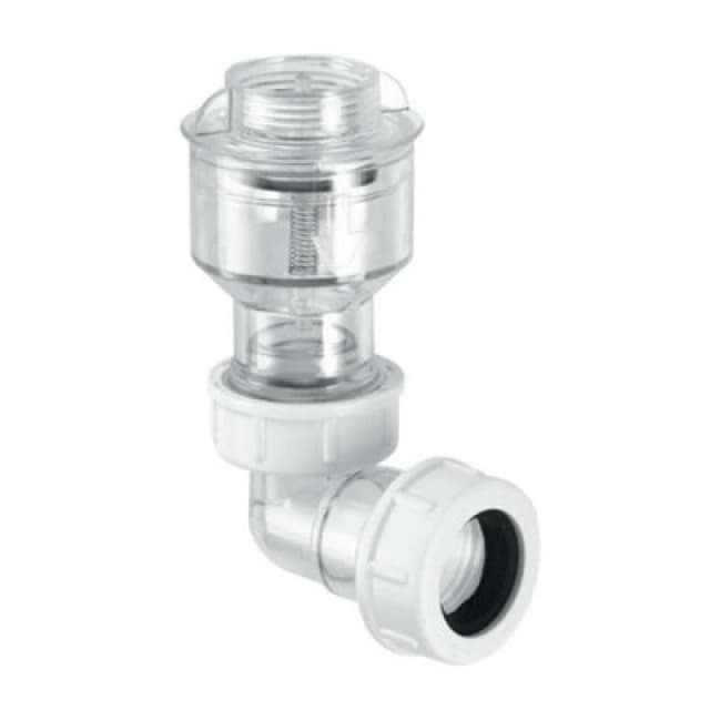 McAlpine TUNVALVE Tunvalve (Clear) with 3/4" female thread for connection to WC overflow outlet x 19/23mm Universal Outlet White