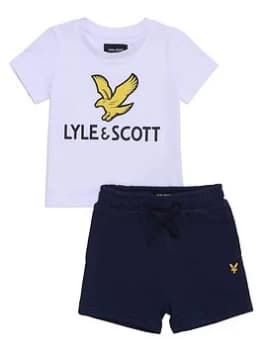 Lyle & Scott Toddler Boys Eagle Logo Short Sleeve T-Shirt and Shorts Set - White, Size 12 Months