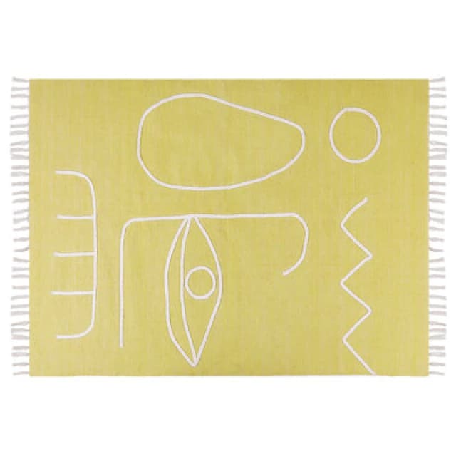 Beliani Outdoor Rug Yavu Yellow 140 X 200 Cm