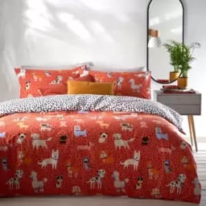 Furn. Woofers Single Duvet Cover Set Cotton Coral