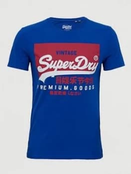 Superdry Vintage Label T-Shirt, Blue Size M Men