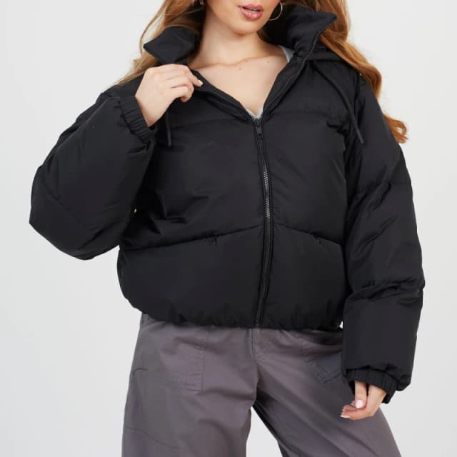 Brave Soul Womens Oversized Fit Short Puffer Jacket Black female 12 (M)