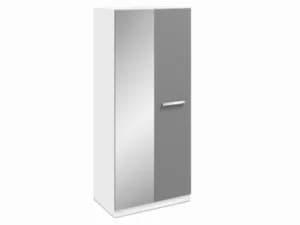 Harmony Moritz Grey High Gloss and White 2 Door 1 Mirror Double Wardrobe Flat Packed