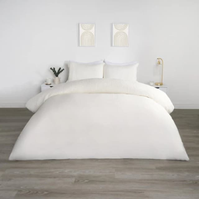 OHS OHS Filled Pinsonic Arches Panel Duvet Cover Bedding Set in Cream Size: Double Cream Double Unisex 5027434182091
