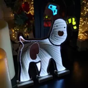 40cm LED Infinity Snowdog Christmas Decoration with Wooden Base
