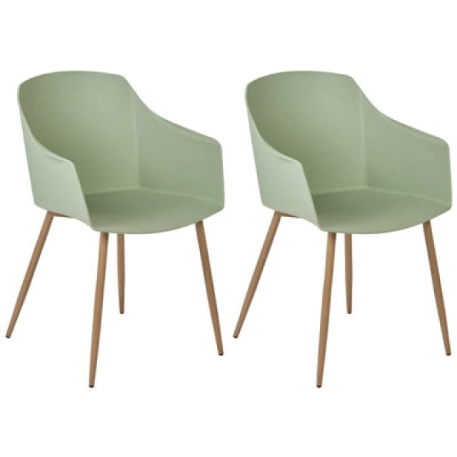 Beliani Set Of 2 Dining Chairs Fonda Ii Light Green