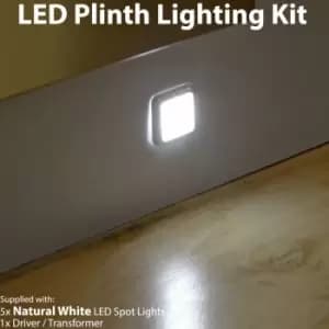 Square LED Plinth Light Kit 5 natural white Spotlights Kitchen Bathroom Panel