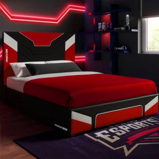 X Rocker Cerberus Small Double Gaming Bed In A Box - Red