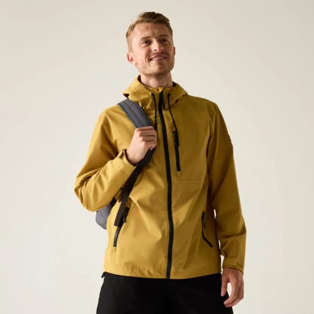 Regatta Mens Frankie Lighweight Hooded Waterproof Jacket in Mustard Size: Medium Mustard Male M