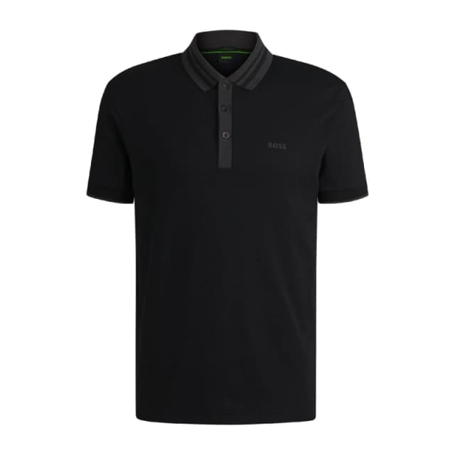 Boss Paule Tape Stripe Collar Polo Shirt Black male S