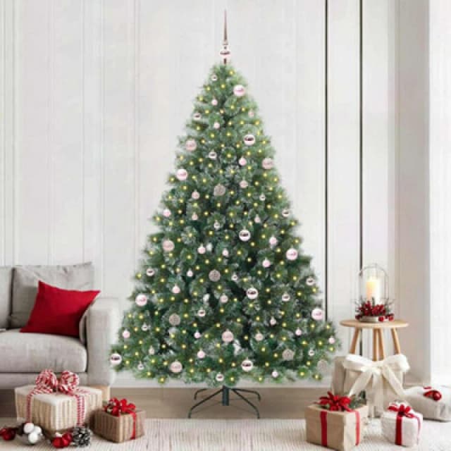 vidaXL Artificial Christmas Tree with 300 LEDs, Pink Balls Green 210cm PE and PVC, Green 3397863