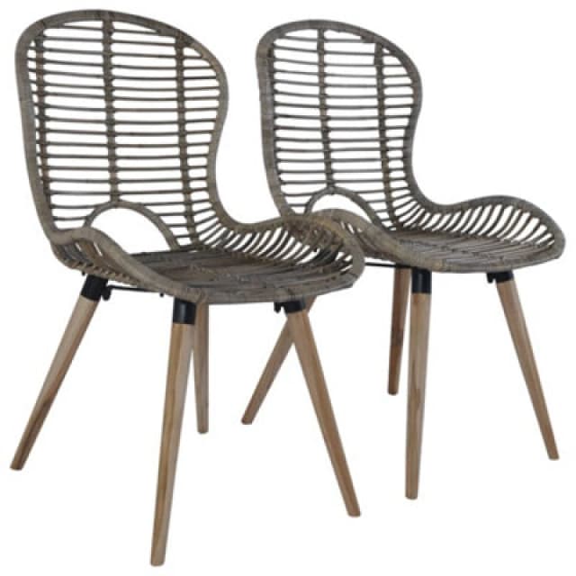 VIDAXL Dining Chairs 2 pcs Brown Natural Rattan Vidaxl 246853