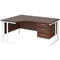 Dams International Left Hand Ergonomic Desk MCM16ELP3WHW 1,600 x 1,200 x 725 mm