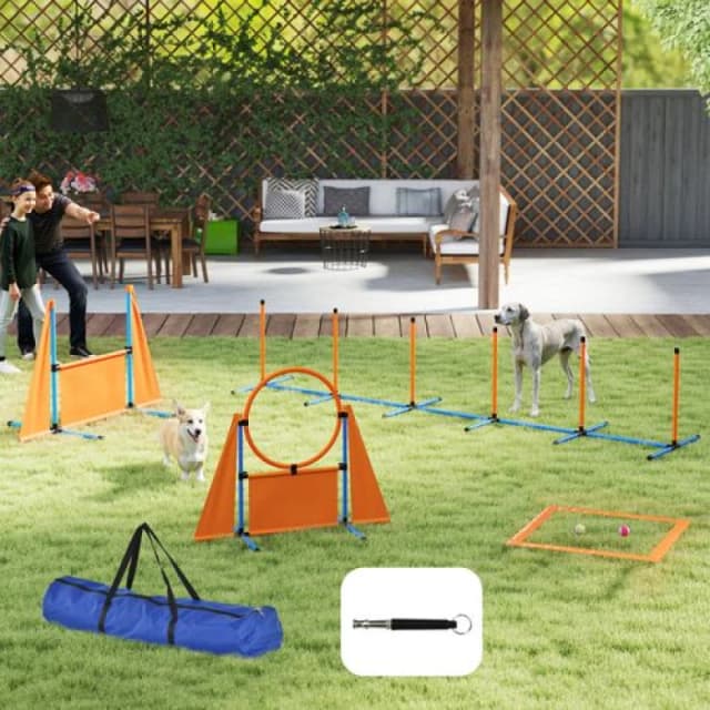 PawHut 6 Pieces Dog Agility Equipment - Obstacle Training Course Kit - Orange TJ Hughes 5063603800830