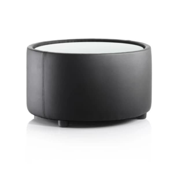 Neo Neo Round Table Black Leather with Glass Top NEOTABLEBLKLGT