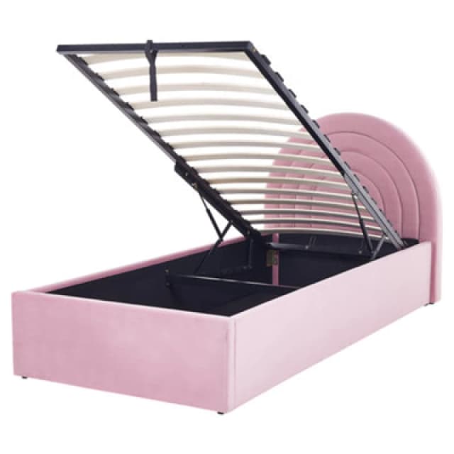 Beliani Kids Ottoman Bed Velvet Anet 90 X 200 Cm (Eu Single) Pink