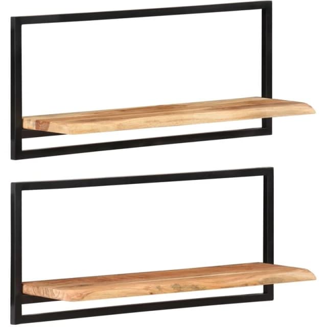 VIDAXL Vidaxl - Wall Shelves 2 pcs 80x25x35cm Solid Wood Acacia and Steel 8720286672150