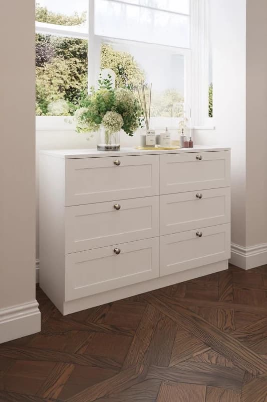 FWStyle FWStyle 6 Drawer Chest Of Drawers Deep Design Modern Panelled Fronts Matt White White One Size Unisex 5056413127303