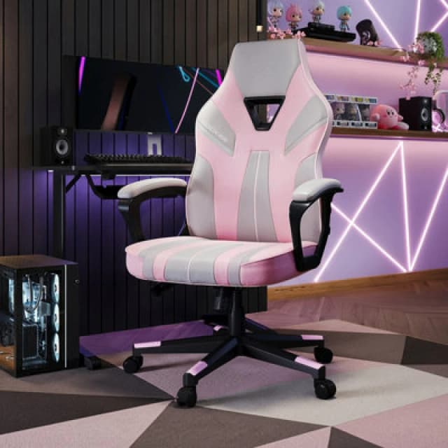X Rocker Tempest Ergonomic PC Office Gaming Chair - Grey / Pink 2025234
