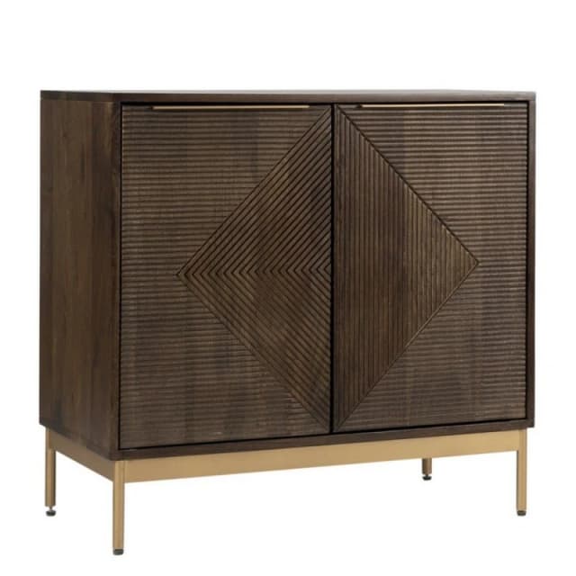 Jaipur Furniture Ltd Zaine Carving Small Sideboard - Mango Wood - L40 x W80 x H76cm - Dark Finish - Assembly Required in Brown Brown Unisex