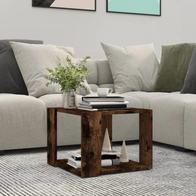 VIDAXL Coffee Table Smoked Oak 40x40x30cm Engineered Wood vidaXL 8720286932308