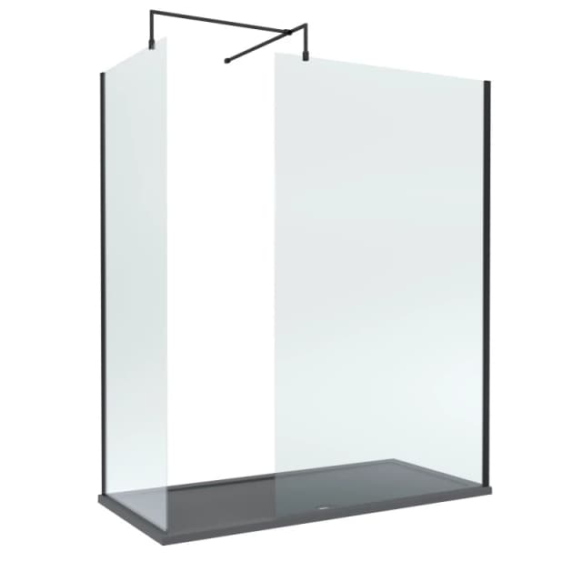 Balterley 8mm Glass Wetroom Screens Black & Slate Grey Tray 1700 x 900mm Black Unisex