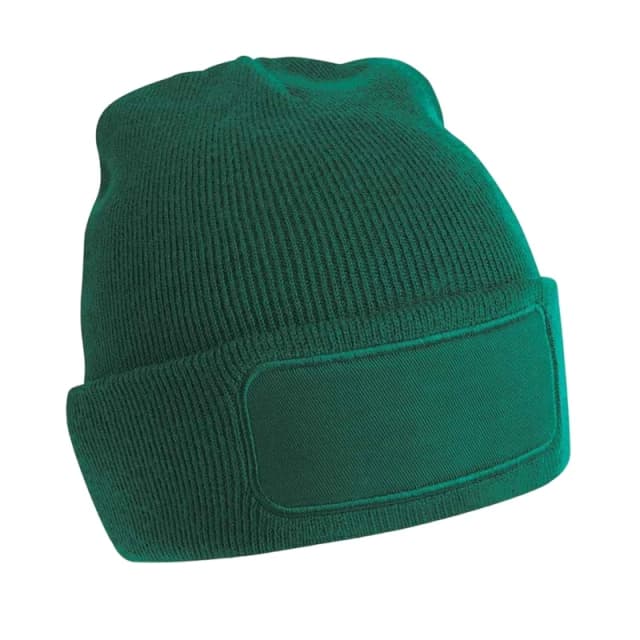 Beechfield Beechfield Men Patch Beanie in Bottle Green Bottle Green One Size Male 5063527292483