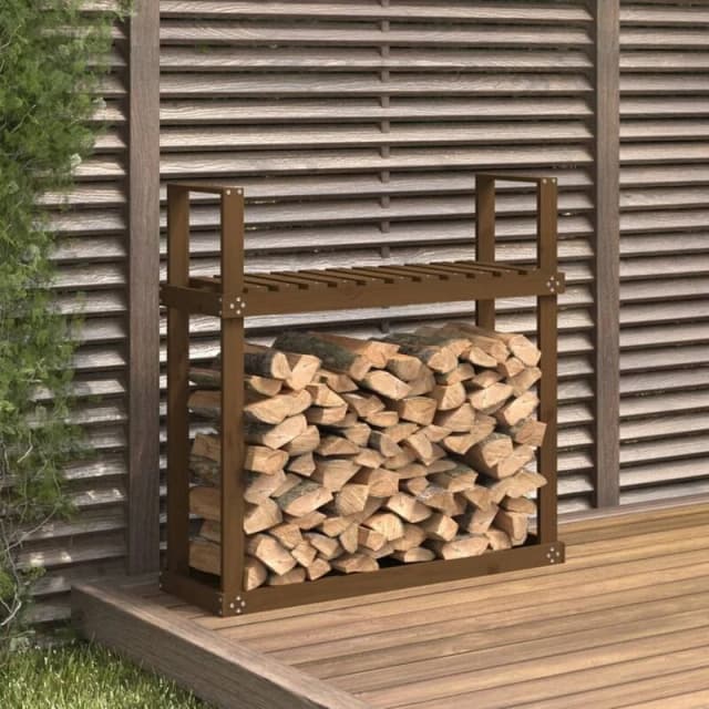 vidaXL Firewood Rack Honey Brown 110x35x108.5cm Solid Wood Pine, Brown 823860