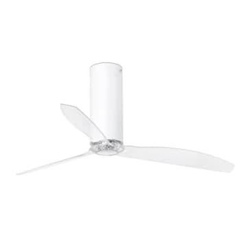 Tube Medium Ceiling Fan Matt White, Clear - Optional LED Light Sold Separately