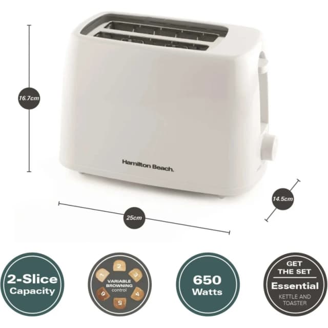 Hamilton Beach HB1116W HB1116W Essential 2 Slice Toaster - White Hamilton Beach HB1116W