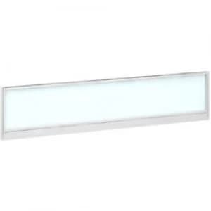 Dams International Desktop Glazed Screen Polar White Aluminium White Frame 1600 x 30 x 380mm
