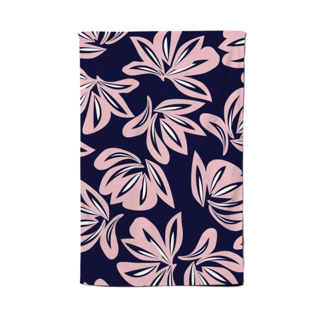 Warren Reed - Designer Pink Navy Floral Botanical Pattern Tea Towel Pink Unisex