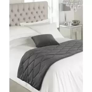 Riva Paoletti New Diamante Bed Runner (70 x 220cm) (Pewter) - Pewter