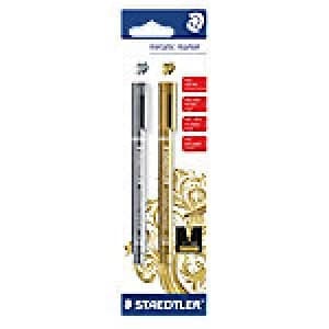 STAEDTLER Metallic Markers Metallic Bullet 1.2mm Gold, Silver 2 Pieces