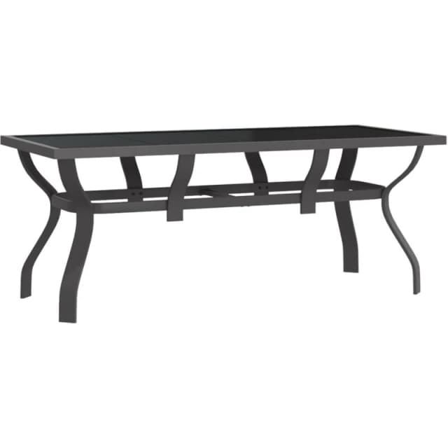 VIDAXL Garden Table Grey and Black 180x80x70cm Steel and Glass Vidaxl 8720286849972