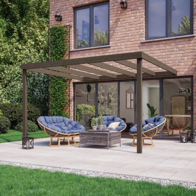 Rutland County Garden Furniture Wall Mounted Box Pergola - Wood - L180 X W180 X H270 Cm - Rustic Brown