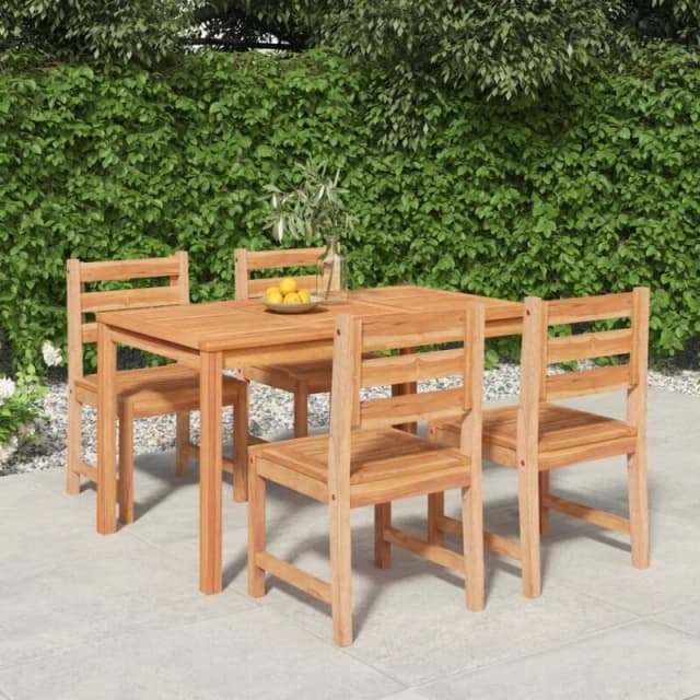 vidaXL 5 Piece Garden Dining Set Solid Wood Teak, Brown 3157183