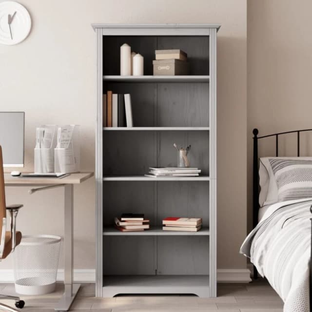 Vidaxl Bookcase Bodo Grey 80X38X180 Cm Solid Wood Pine 5-tier, Grey 355082