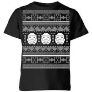 Star Wars Stormtrooper Knit Kids Christmas T-Shirt - Black - 11-12 Years