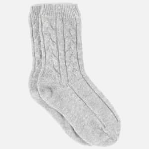 Grey Cashmere Cable Knit Socks