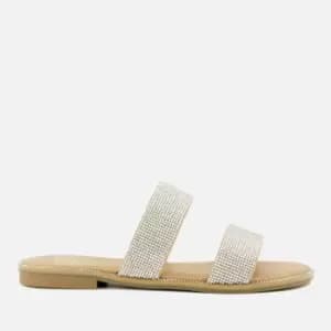 Dune Loyale Diamente Double Strap Sandals - UK 4