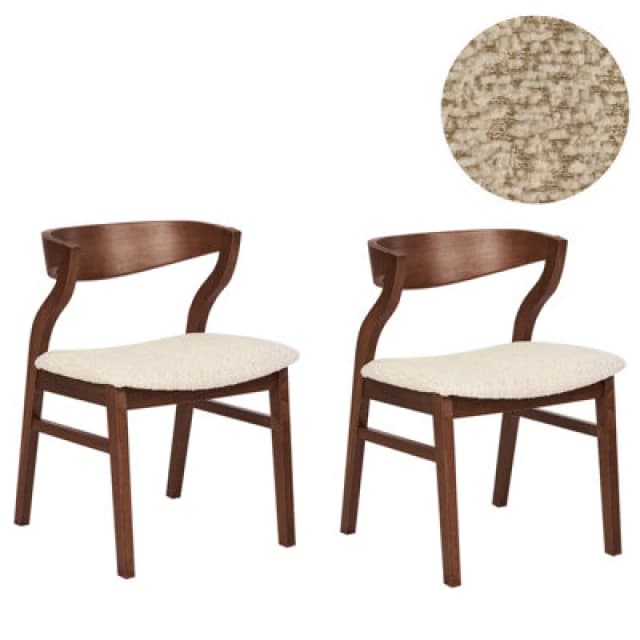Beliani Set Of 2 Dining Chairs Maroa Wood Light Beige
