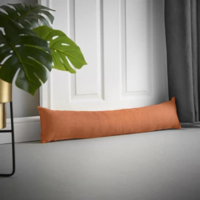 Essential Living Velvet Chenille Draught Excluder 90cm x 15cm x 15cm Orange ZWAYDEORG